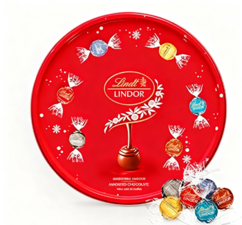 Lindt Lindor Mixed Chocolate Truffle Chocolate Can 900g in 2 boxes – perfect for sharing – Chocolate balls with a smooth, melt-in-your-mouth filling, red