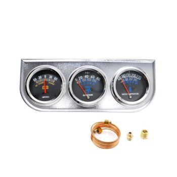 Mechanical 2” 52mm Chrome Triple Gauge Set Water Temp Oil Pressure AMP Meter