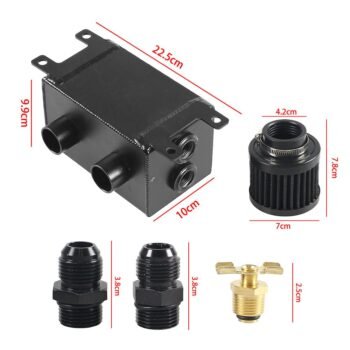 1200ml 1.2L Twin Baffle Dual Filter Engine Oil Catch Can Tank Reservoir AN10 (Polished)