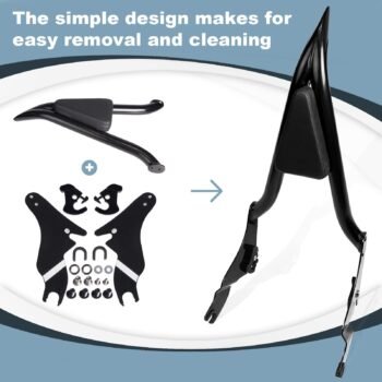 22′′ Motorcycle Sissy Bar Backrest Pad Compatible with Harley Touring Models (2009-2024)