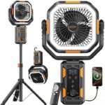 Multifunctional 4-in-1 Outdoor Fan, 30000mAh Battery Powered Fan with Remote & LED Night Light