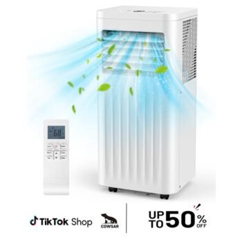 COWSAR 【SummerWins】8000-10,000 BTU EasyCool Portable Air Conditioner- Cool up to 350 Sq. Ft. AC with Easy-to-Use Remote Control, Digital LED Display, 24H Timer,Sleep Mode and Complete Window Installation Kit, for Bedroom,Living Room,Home Office,Apartment
